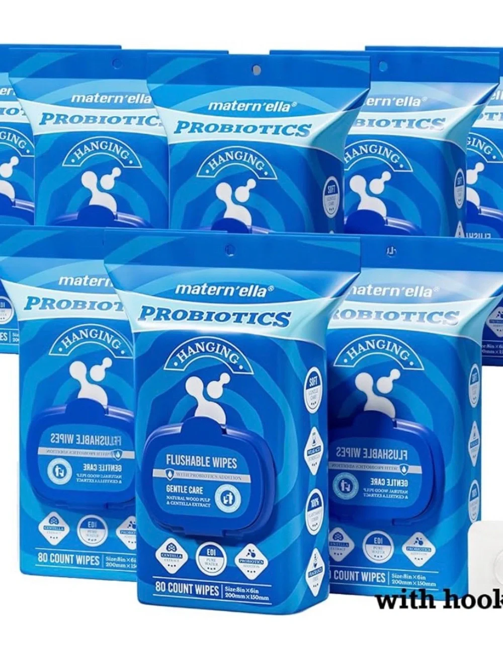 8 pack Probiotics Flushable Wipes — Blue, 80 Count